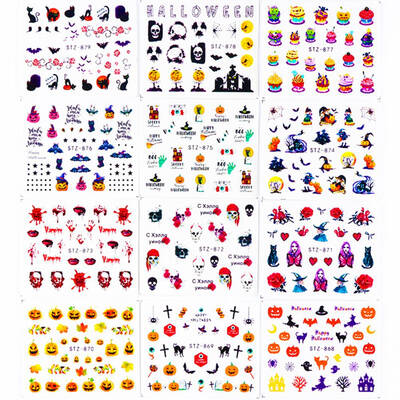 

24 pcs Halloween Nail Art Foil Transfer Stickers Foils Printing Gel DIY Kit BORN