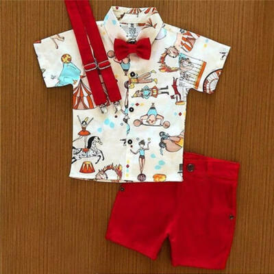 

US 2PCS Toddler Kids Baby Boy Short Sleeve Shirt Shorts Pants Clothes Outfit