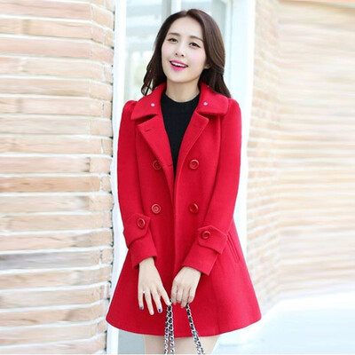 

Toponeto Women Casual Medium And Long Slim Jacket Winter Woolen Thick Coat