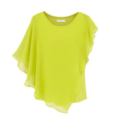 

Women Blouses Summer Womens Short-sleeved Irregular Flounced Chiffon Blouse Tops Batwing Shirt Female Solid Women Clothes