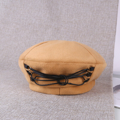 

Autumnwinter berehat Korean version of the personality octagonal hat Japanese navy hat womens outdoor warm fashion hundred hat