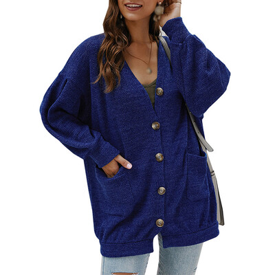 

Jackets Womens Cardigan V-neck casual autumn&winter new solid color long-sleeved warm jacket sweater
