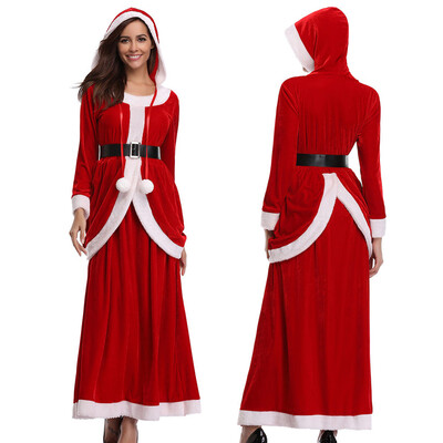 

Gobestart Womens Ball Party Dress Long Sleeves Skirt Solid Christmas Costumes