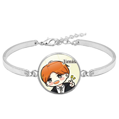 

KPOP BTS Bangtan Boys Retro Alloy Bracelet Creative Cartoon Time Gemstone Bracelet ARMY Hot Gift for Fans