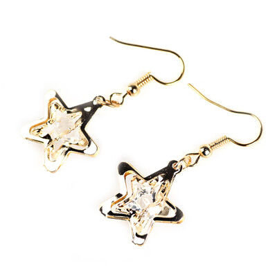 

Womens Fashion Personalized Metal Five-Star Diamond Earrings