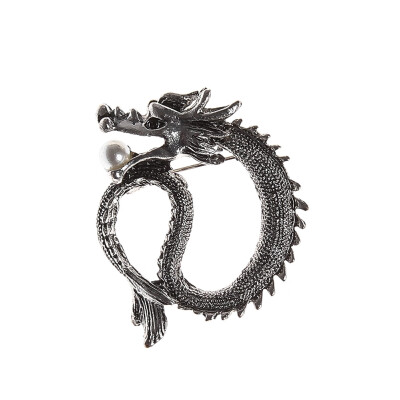 

Unique Pearl Brooches Vintage Jewelry Silver Color Metal Chinese Dragon Pins And Brooch For Women