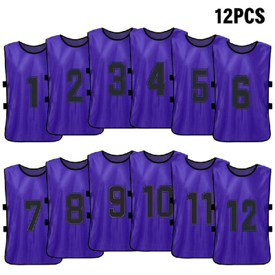 

12 PCS Kids Football Pinnies Quick Drying Soccer Jerseys Youth Sports Scrimmage Basketball Team Training Numbered Bibs Practice