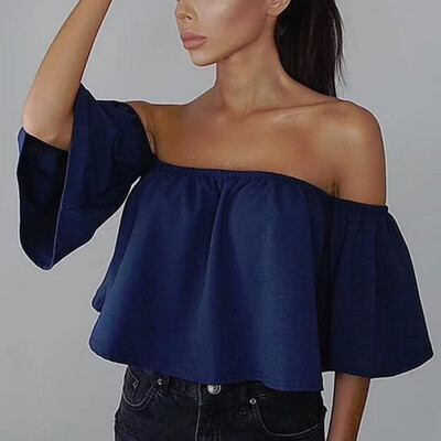 

ROPALIA Fashion Women Off Shoulder Top Long Sleeve Pullover Casual Summer T Shirt