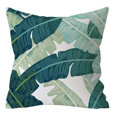 

〖Follure〗Green Leaf Printed Pillow Case Polyester Sofa Car Cushion Cover Home Decor