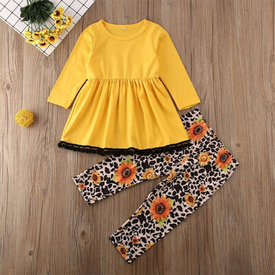 

UK Toddler Kids Baby Girl Floral Tops Dresses Leopard Print Pants Clothes Outfit