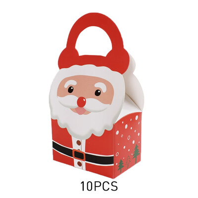 

High Quality 10pcs Christmas Ornaments Paper Gift Box Santa Claus Candy Bag Cookies Christmas Decoration Cute