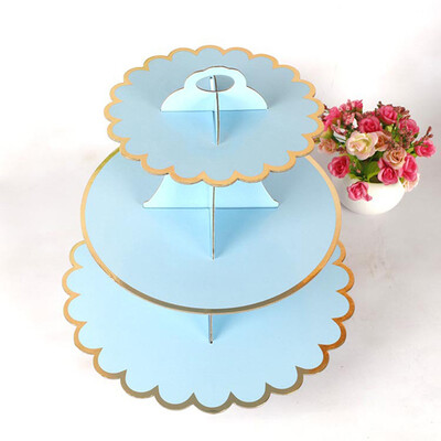 

3-Tier Round Cardboard Cupcake Stand Pastry Serving Platter Party Dessert Tower