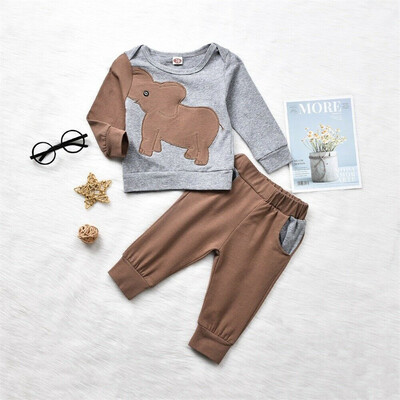 

Elephant Kid Baby Girl Boy Cotton Clothes T-shirt Top Pants Outfit Tracksuit Set