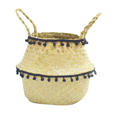 

New Seaweed Weave Flower Basket Folding Shopping Basket Household Items Storage Basket