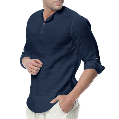 

Toponeto Mens Baggy Cotton Blend Solid Color Three Quarter Yoga T Shirts Tops Blouses