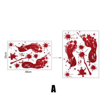 

Halloween Decoration Self-Adhesive Stickers Red Blood Footprints Bloody Handprints Stickers