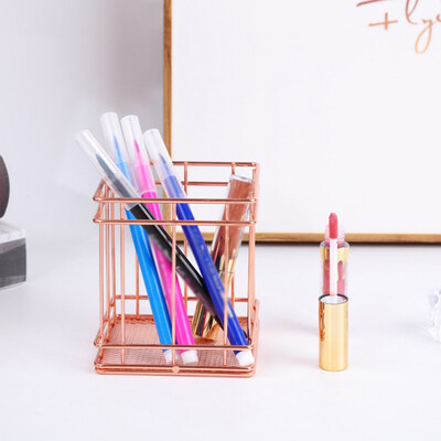 

High Specification Wrought Iron Storage Basket Rose Gold Storage Box Desktop Debris Basket Modern Home Storage Racks