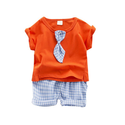 

Summer New Boys Baby Set Short-sleeved T-shirt Pants of Fashion Tie Gentleman Suit 2pcsset