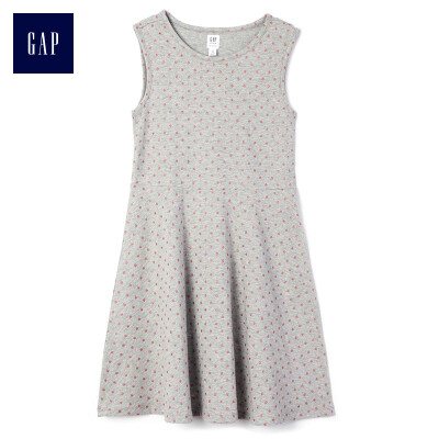 

GAP flagship store childrens clothing girls summer polka dot pattern wide swing sleeveless dress 336836 hemp gray S