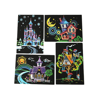 

Tailored 4pcs 20x14cm Magic Scratch Art Painting Paper With Drawing Stick Kids Toy