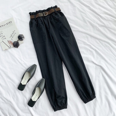

Wild Casual Loose Women Pants Fashion High Waist Straight Pants Solid Color Pocket Decoration Autumn Womens Ankle-length Pants