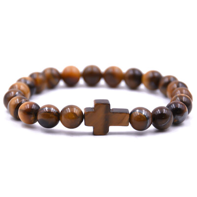 

Vintage Natural Stone Cross Charms Beads Bangles Bracelet
