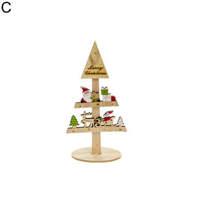 

Lovely Wooden Christmas Tree Elk Santa Claus Xmas Home Desktop Ornament Gift