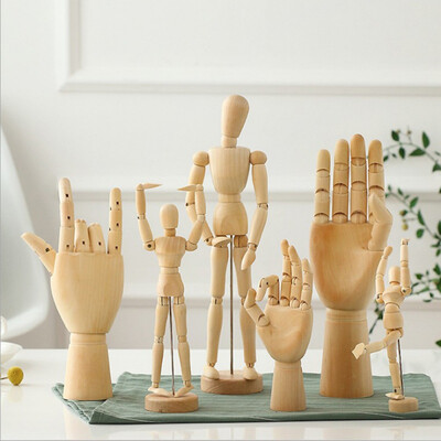 

Wooden Art Model Ornaments Wooden Doll Joint Hands Home Living Room Office Desktop Decorations Thinking Symbol