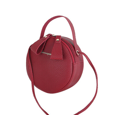 

Fashion Women Round Faux Leather Zipper Mini Tote Pouch Crossbody Shoulder Bag
