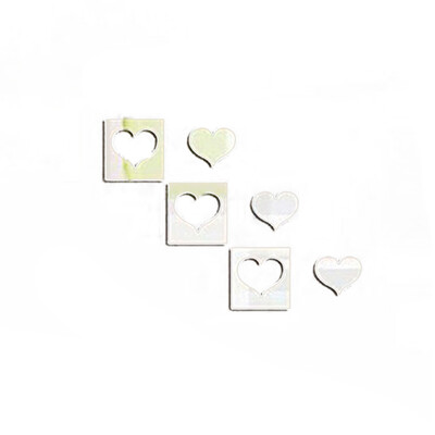

6pcs 3D Mirror Wall Sticker Hollow Love Heart Design Removable Wall Decor