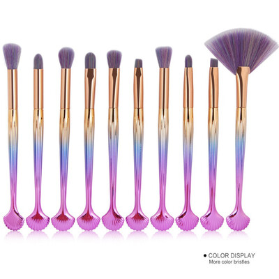 

10pcs Tool Shell Makeup Brushes Set Soft Eyes Shadow Brow Blush Lip Concealer Fan Cosmetic Make Up Brush Kit