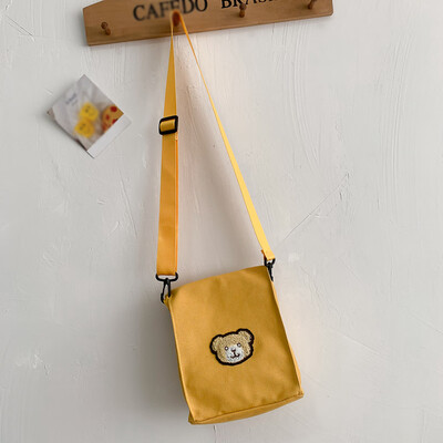 

Tailored Female Cute Bear Messenger Shoulder Bag Student Canvas Cartoon Style Small Bag