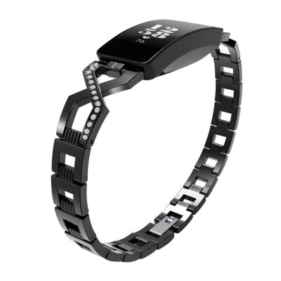 

Wristband strap ForFitbit InspireInspire HR Metal Wristband Stainless Steel Diamond Cutout Cross Chain Strap Smart Accessories
