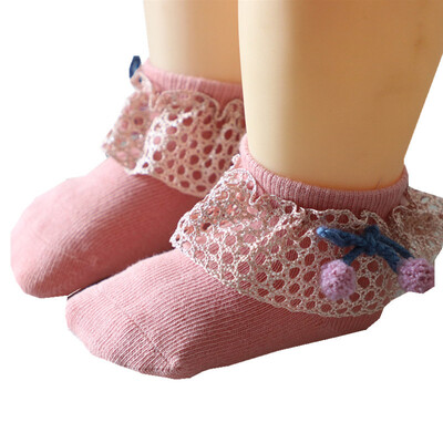 

Newborn Baby Girl Cute Socks Bowknot Design Lace Cotton Short Socks Infant Children Casual Socks New