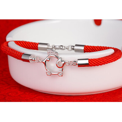 

New Womens Chick Shape Rhinestone Rope Charm Bracelet Hand Chain Jewelry