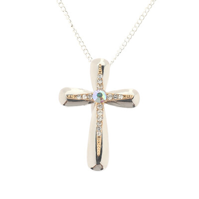 

925 Sterling Silver Cross Pendant Neckalce Zircon Gold Faith Necklace For Men Women Jewelry Gifts