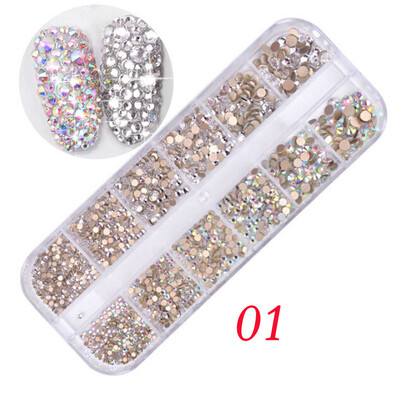 

Gobestart 12 Lattices Nail Decorate Glittering Drill Long Box Packing Nail Art Make-up