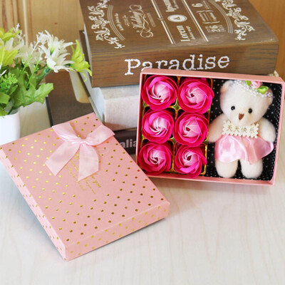 

Rose Flower Soap Valentine Day Gift Hand Washing Soap Flower Bear Gift Box