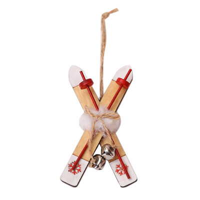 

2019 Wooden Sleigh With Rope And Bells Xmas Tree Hanging Ornament Christmas navidad Label Pendant Party Decorations