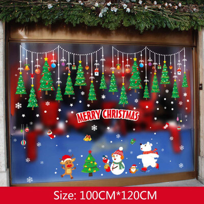 

Non-toxic Creative Fashion Christmas Tree Gold Balls Wall Sticker Home Shopping Mall Window Decoration Sticker
