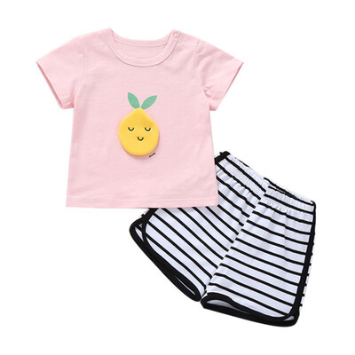 

Children Summer Clothes Cotton Short Sleeve Boys Clothes Tops Shorts 2PCS Baby Body Suit Cartoon kids Girls Clothes Set
