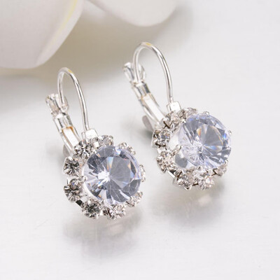 

Fashion Women Ladies Jewelry Silver Sapphire Dangle Wedding Hoop Heart Earrings Gifts