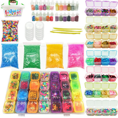 

Siaonvr DIY Slime Kit Supplies Clear Crystal Slime Making Kit Slime Foam Beads Glitter