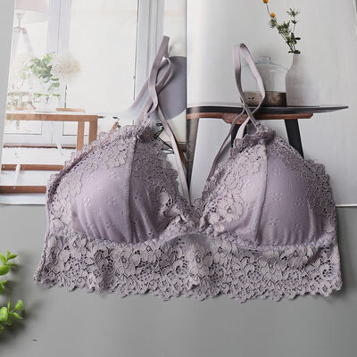 

Lace Bralette Seamless Deep V Bra Wireless Thin Underwear Sexy Lingerie Soft Bras For Women Mesh Triangle Push Up Padded Bra