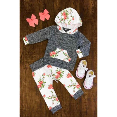 

US Stock Toddler Baby Girls Hoodie Tops Floral Pants Leggings Clothes Outfit Set