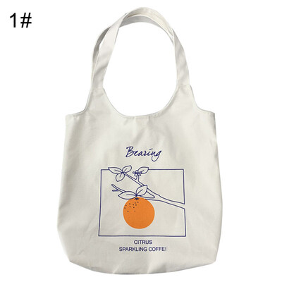 

Chic Women Orange Peach Art Print Large Capacity Canvas Shoulder Bag Tote Pouch