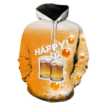 

Toponeto Mens Casual Long Sleeve Beer Festival New Style 3D Printing Hoodies Sweatshirt