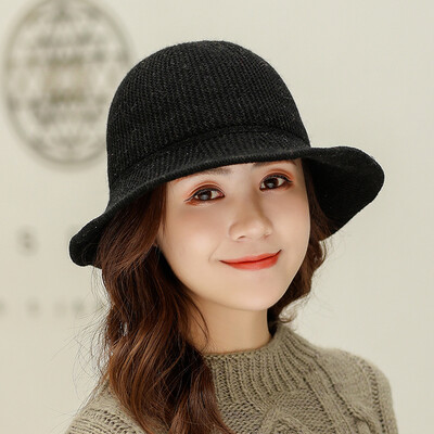 

2019 autumn&winter new Korean version of the casual ladies wool knitted wool hat tide solid color warm basin hat fisherman hat