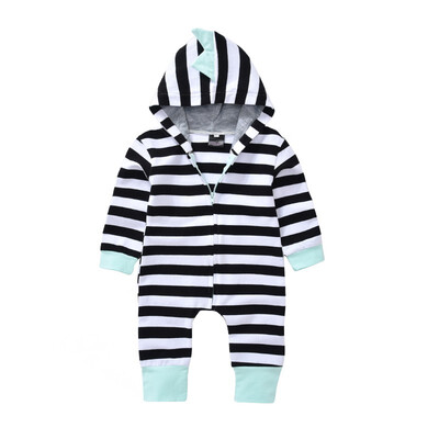 

Baby Boys Girls Rompers Autumn Cotton Newborn Baby Clothes Long Sleeve Striped Hooded Jumpsuits