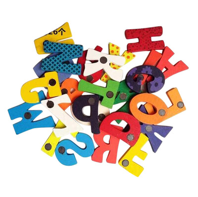 

〖Follure〗26 Letters Wooden Cartoon Fridge Magnet kid Baby Educational Toy